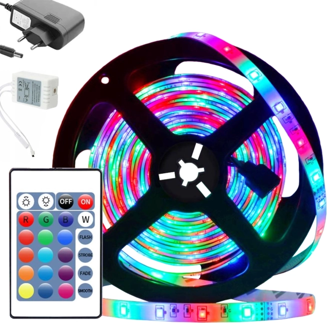 LED RGB trak SMD 3528 4,5 m vodoodporen komplet z daljinskim upravljalnikom