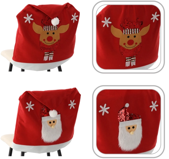 Božični pregrinjalo za naslon stola, mešanica vzorcev – Božiček in jelen