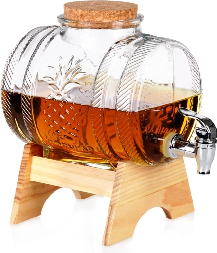 Stekleni dozirnik pijač s pipico in bambusovim stojalom 3 l