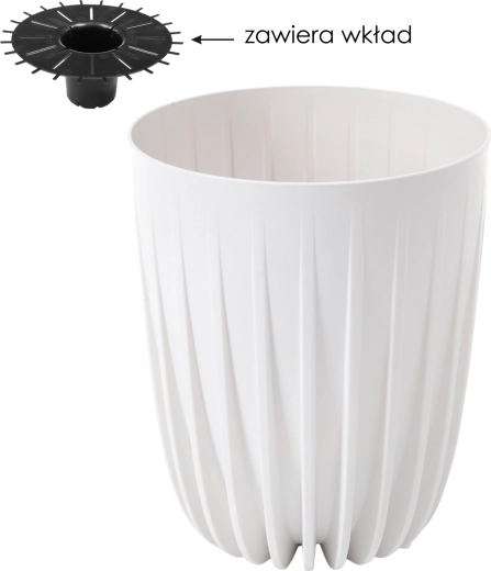 Lonček za rože Lamela Mira 25 cm bel z vložkom