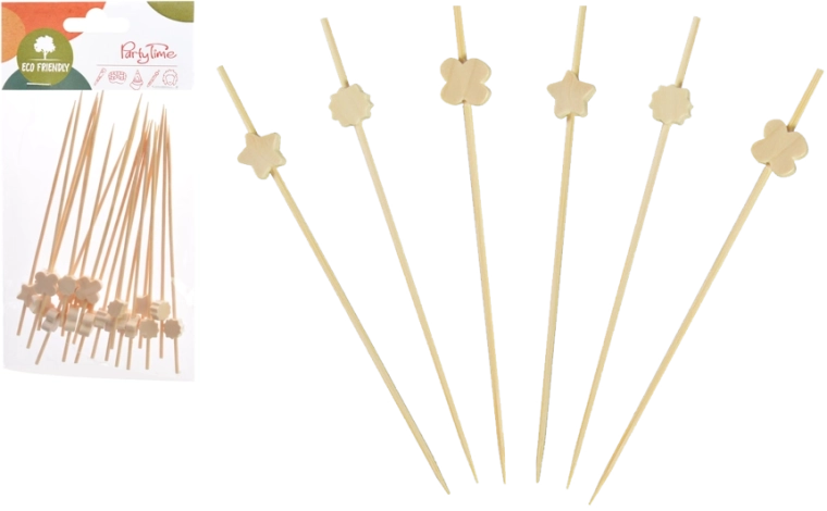 Komplet 24 dekorativnih nabodal za prigrizke, 15 cm, lesena, FSC