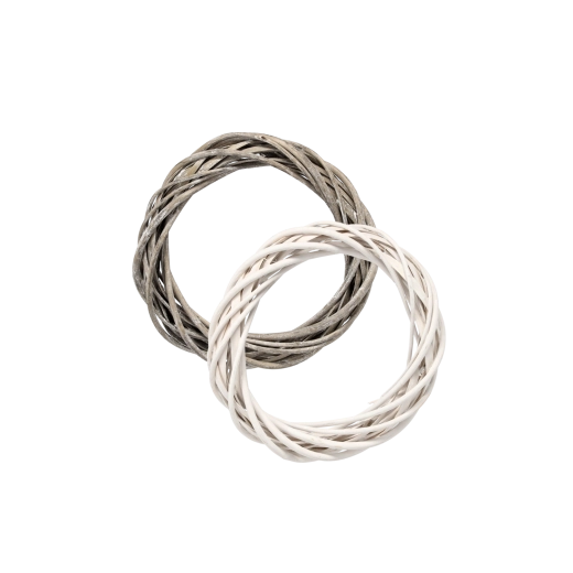 Pleteni vinski venec 25 cm – bel ali siv, ročno pleten