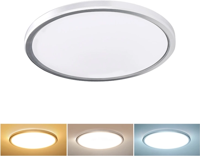 Solight LED stropna svetilka Acate IP54 24 W 2160 lm 3CCT 30 cm srebrna