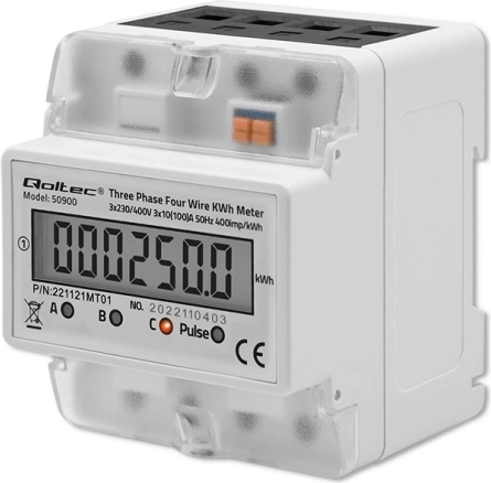 Trofazni digitalni elektromer na DIN letev z LCD zaslonom