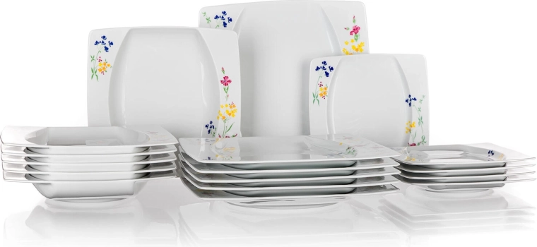 Porcelanast kvadratna jedilna garnitura EYE, 18-delna