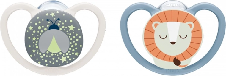 Dudki NUK Perfect Match Air Night Firefly/Lion 0–6 mesecev, 2 kos