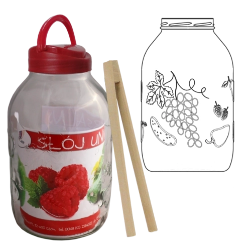 Kozarec 5 l s plastičnim pokrovom in kleščami za sadje