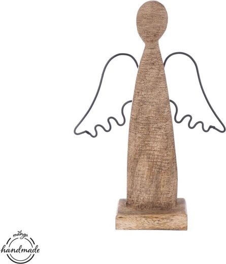 Angel iz mangovega lesa s kovinskimi krili