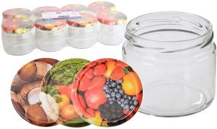 Steklena kozarca za vlaganje 330 ml TWIST 82 z različnimi pokrovčki (8 kos)