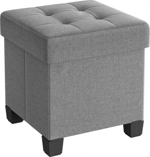 Storage ottoman with tufting, gray, 37 L
