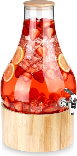 Stekleni dozirnik za pijačo s pipico in stojalom 6,5 l