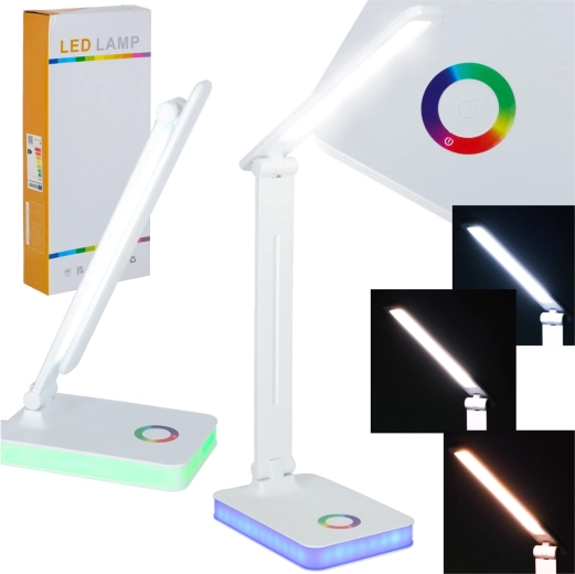 Zložljiva LED namizna svetilka z upravljanjem na dotik in RGB osvetlitvijo, USB