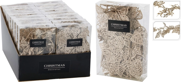 Okrasna girlanda z listi 180 cm zlata