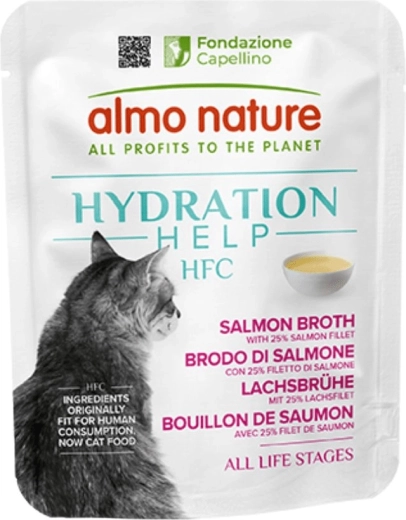 Almo Nature HFC Hydratation Help za mačke – lososova juha 50 g