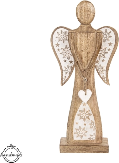 Lesena dekoracija angel iz mangovega lesa 45,5 cm