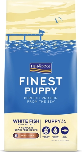 Fish4Dogs Finest majhni briketi za mladiče z belo ribo in krompirjem 6 kg