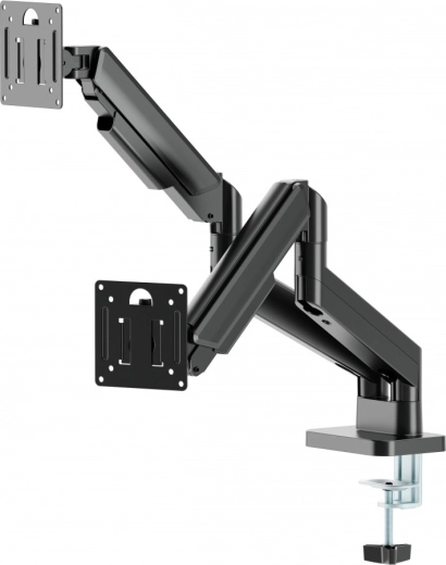 Namizno dvojno ročno držalo za dva monitorja 17–32" s plinsko vzmetjo, črno