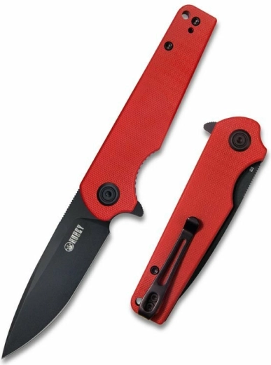 Kubey Wolverine KU233E pocket knife 7.4 cm, dark stonewash, red G10