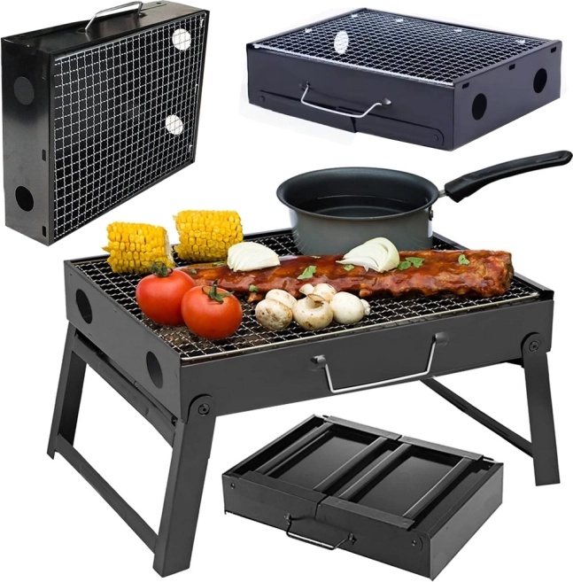 Prenosni zložljivi žar na oglje za kampiranje in BBQ