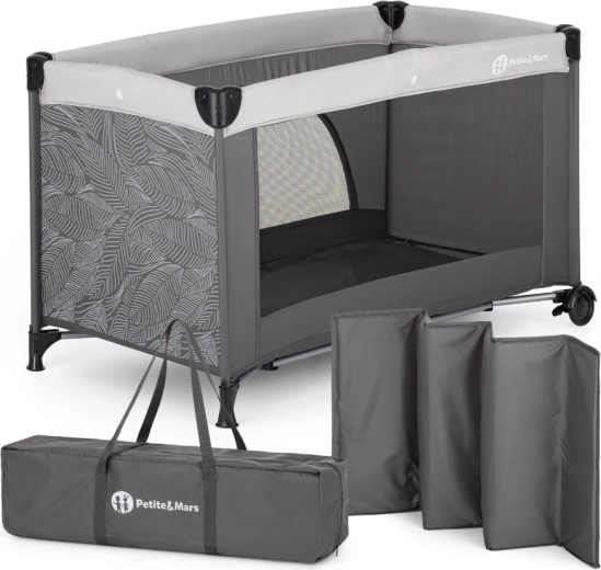 Petite&Mars potovalna posteljica Nyja urban jungle charcoal