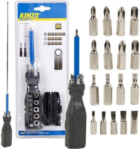 Izvijač z nastavki KINZO, set 20 kos
