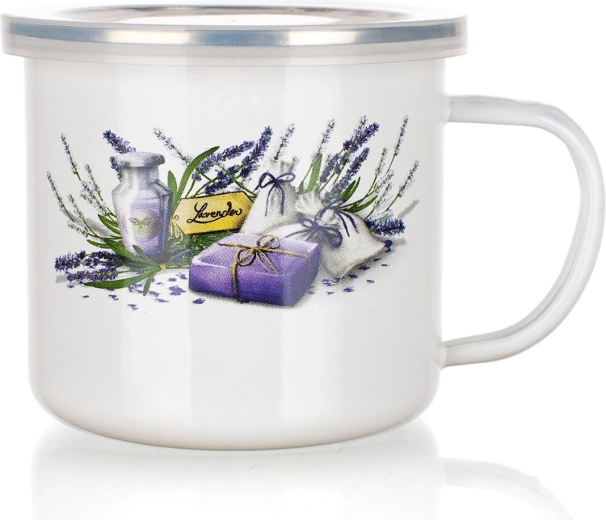 Emailirana skodelica s pokrovom Lavender 0,5 l