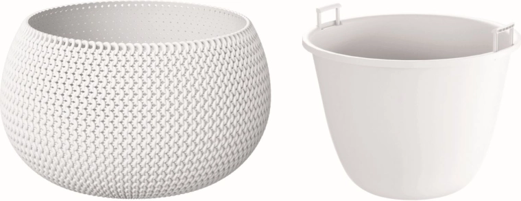 Cvetlični lonec Splofy Bowl z vložkom 37 cm bel