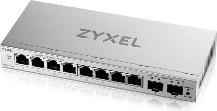 Zyxel GS1200-10 v3 – 8‑portno gigabitno stikalo z 2 SFP uplinkoma