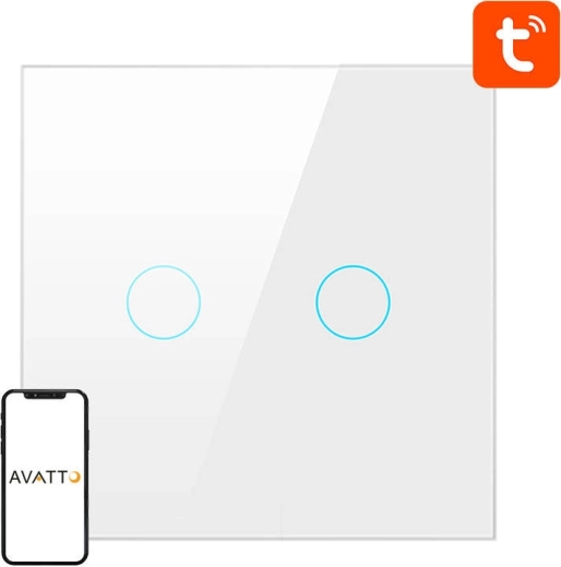 Pametno svetlobno stikalo ZigBee Avatto 2-smerno TUYA (belo)