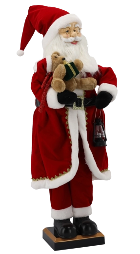 Christmas Santa Claus with Teddy Bear 110 cm LED, Melodies and Movement