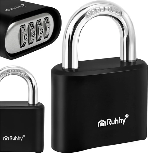 kombinirana viseča ključavnica RUHHY, 4-mestna, jeklena, 50 mm