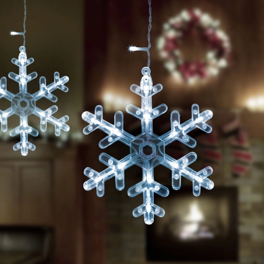 LED svetlobna zavesa s snežinkami, 3 × 0,75 m, 224 hladno belih LED-lučk