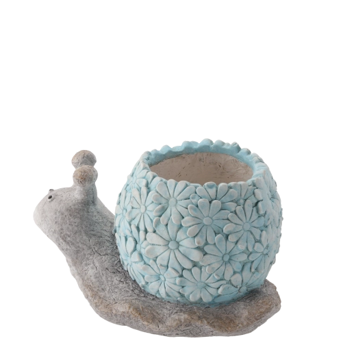 Vrtni cvetlični lonec v obliki polža modre barve