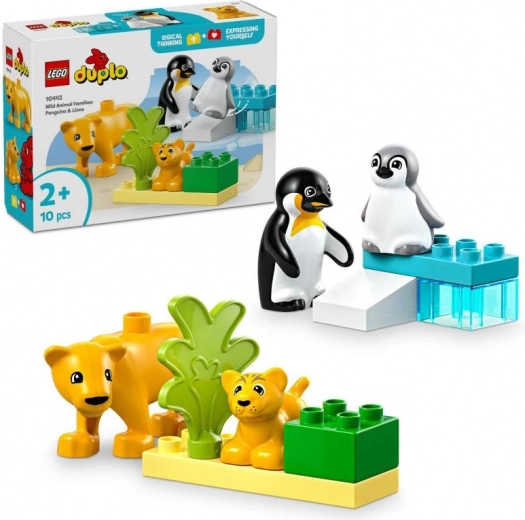 LEGO DUPLO družine divjih živali: pingvini in levi
