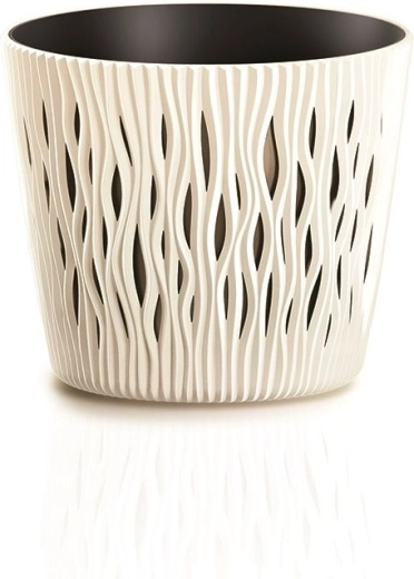 Cvetlični lonec Sandy Round z vložkom 26,2 cm krem