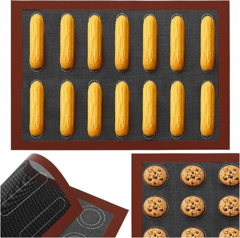 Silikonska perforirana pekaška podloga 30 × 40 cm RUHHY, dvostranska, večkratna uporaba