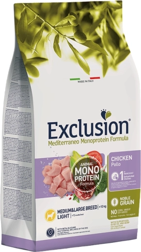 Exclusion Monoprotein Light piščančji briketi za srednje in velike pasme psov, 3 kg