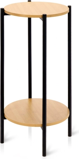 Okrogla kovinska odlagalna mizica z dvema ploščama 31 × 31 × 61 cm – 1 kos