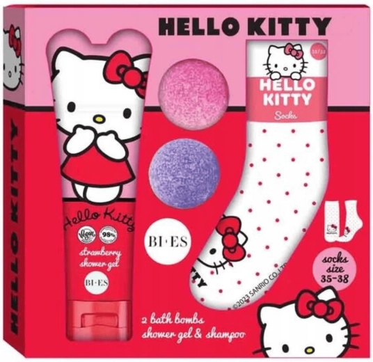 Darilni set Hello Kitty za kopel in prhanje s šamponom in nogavicami
