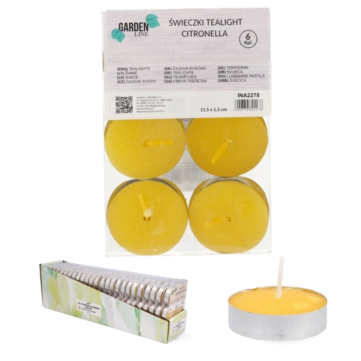 Set 6 čajnih svečk Citronella v kovinskem lončku