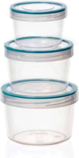 Set okroglih posod za živila s tesnilom, 3 kosi