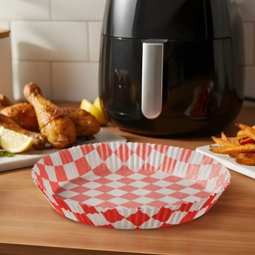 Baking paper for air fryer, checkered, round, 23 cm, 50 pcs
