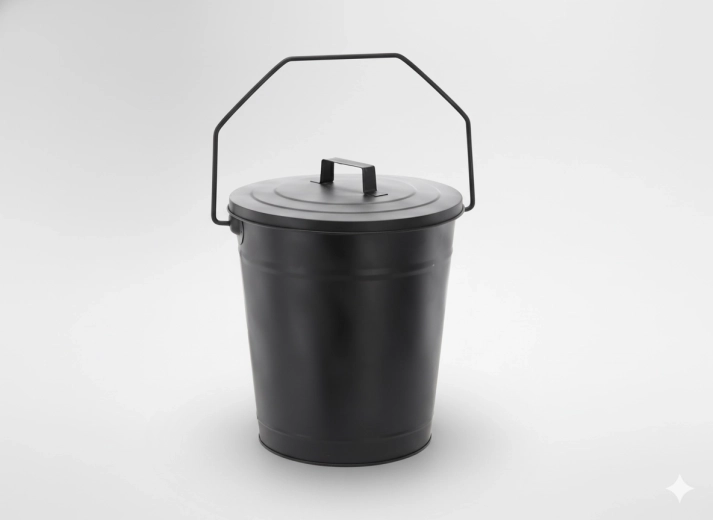 Kovinsko vedro za pepel s pokrovom 21/27 cm, višina 36 cm