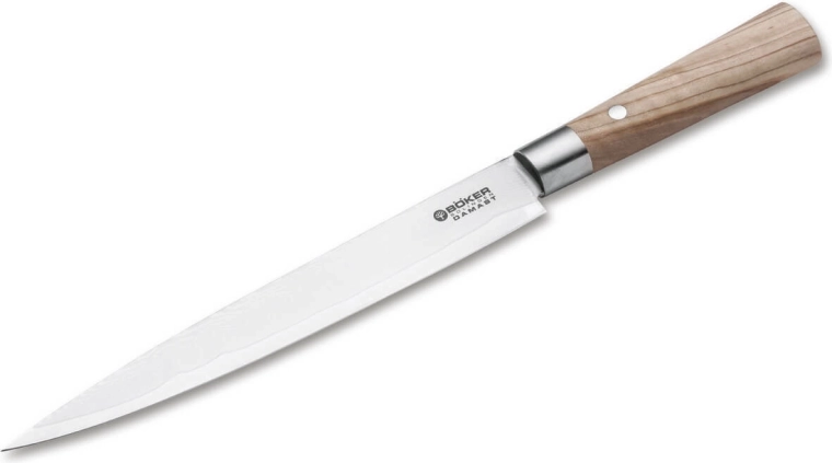 Böker Manufaktur Solingen Damascus Olive rezalni nož 23 cm iz damašček jekla z oljčnim lesom