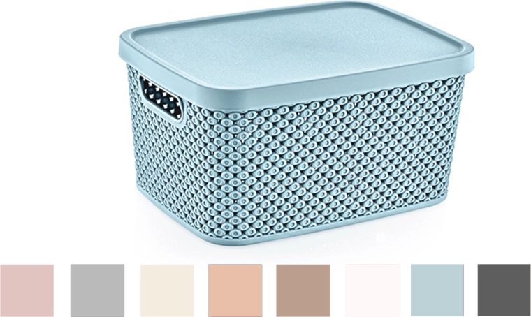 Plastična košara z pokrovom Diamond 3,5 l – modra shranjevalna škatla za kopalnico in gospodinjstvo