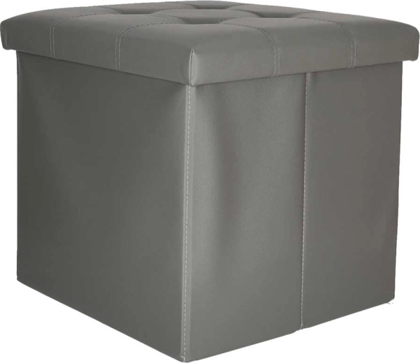 Zložljiv tabure s shranjevalnim prostorom iz eko usnja 38 × 38 × 36 cm, siv