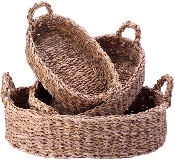 Košare z ročaji iz morske trave TORO, komplet 3 kos