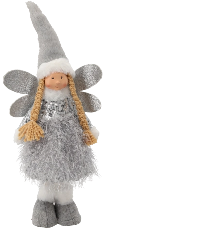 Božični angel 45 cm siv