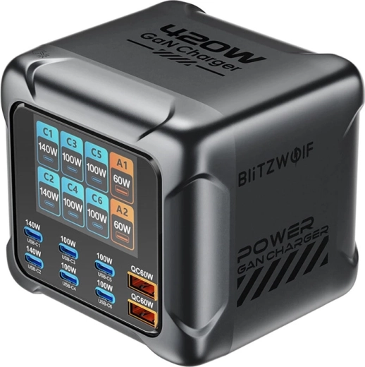 Blitzwolf GaN Charging Station 420 W with 8 Ports