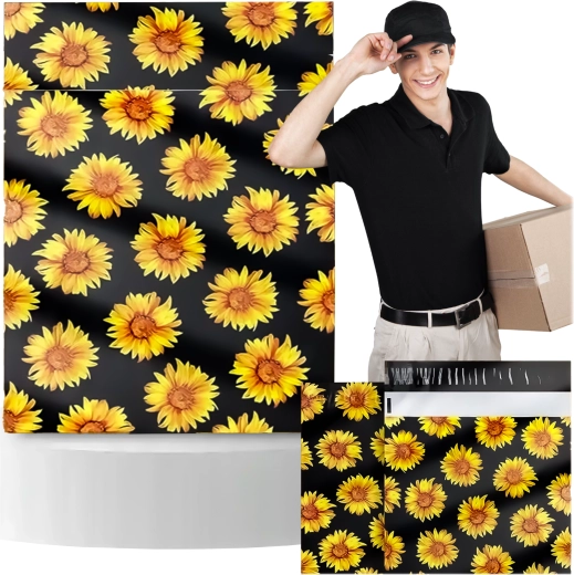 Folični poštni ovitki s sončnicami 255 × 370 mm, 50 kos